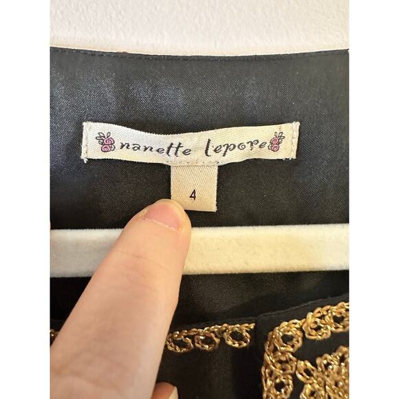 Vintage Y2K Womens Nanette Lepore Silk Black Gold Brocade Whimsigoth Size 4 - Picture 3 of 7